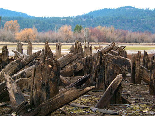 Remains of the Export Lumber Mill on the waterfront at Harrison, Idaho